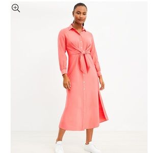 NWT Loft Knot Front MIDI Shirtdress Size Large